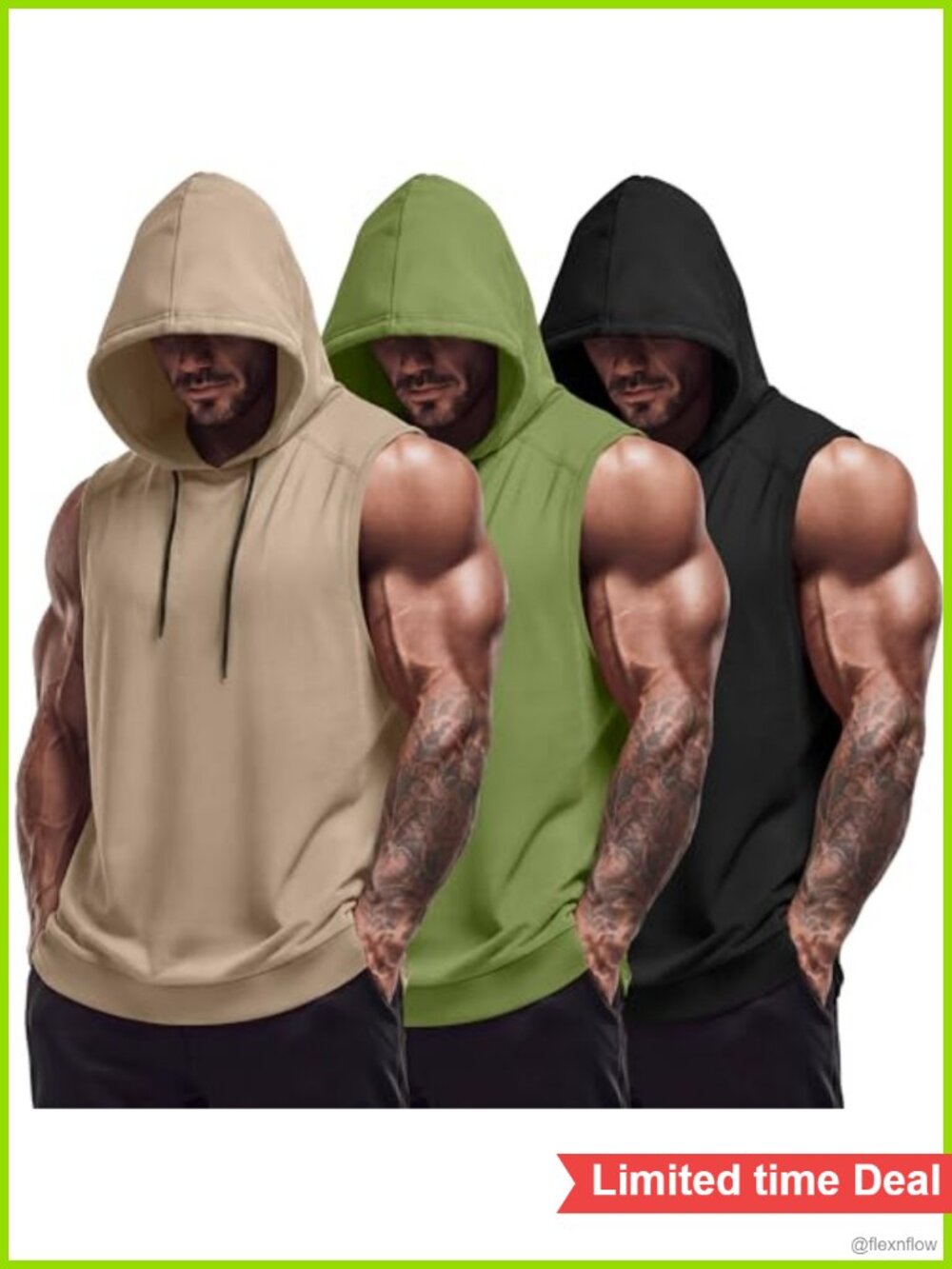 Big & Tall Hooded Tank Tops for Men, 3 Pack